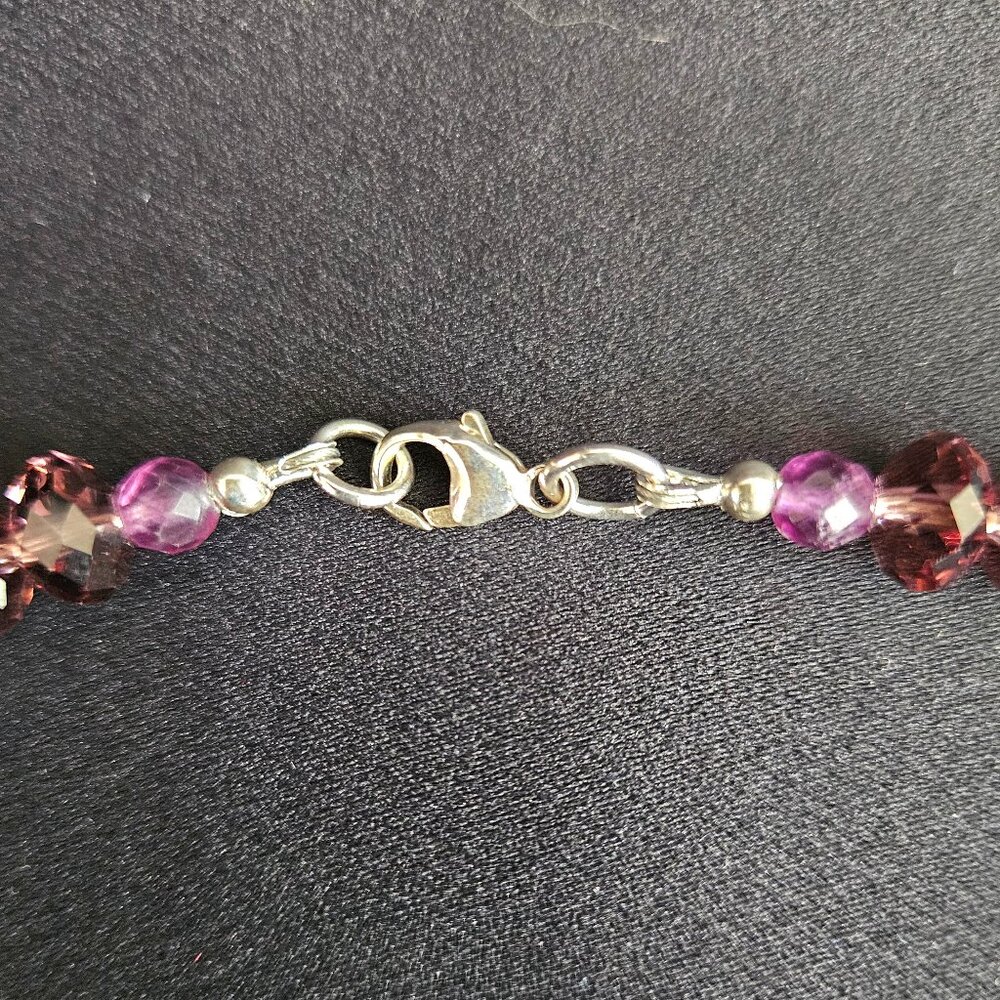 Hand Crafted Carved Amethyst Fluorite Necklace and Bracelet Ensemble - Picture 5 of 12